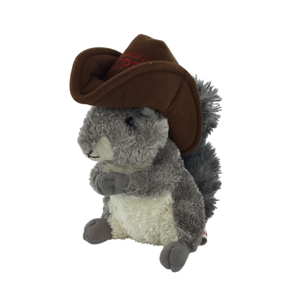 Aurora Gray Squirrel Grand Ole Opry Brown Cowboy Hat 8" Plush Stuffed Animal Toy - Picture 1 of 10